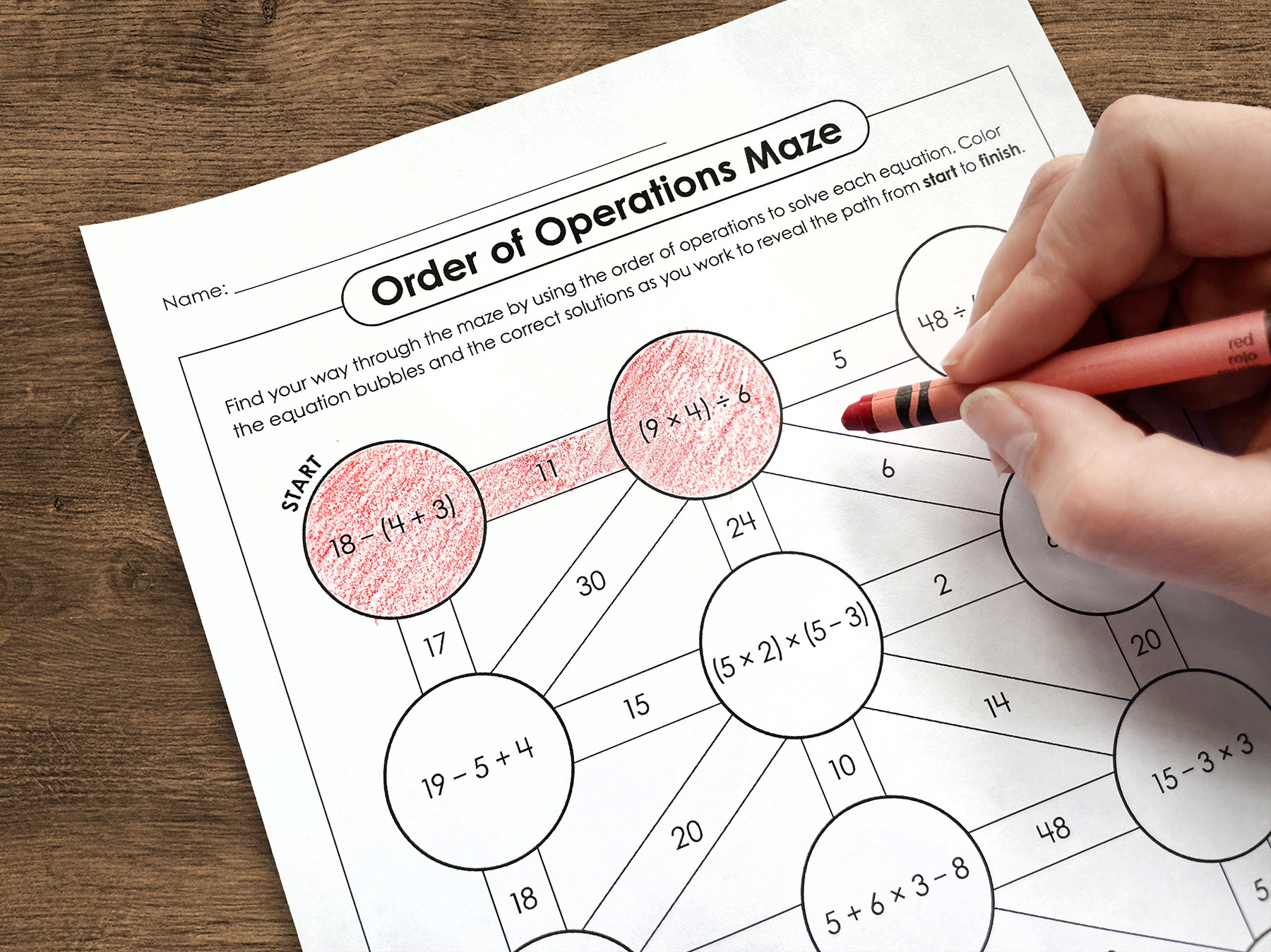 Intermediate Order of Operations Activity